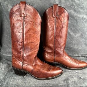 VTG ACME Faux ? Leather Cowboy Boots Mens 7.5 D Brown Western Rodeo Equestrian